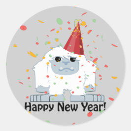 Sticker Rond Bonne année Yeti
