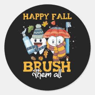 Sticker Rond Bonne Automne Les Brosse Tous L'Automne Les Nettoy