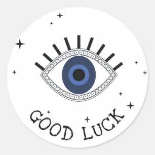 Sticker Rond Bonne chance bleu oeil talisman, mal protection de