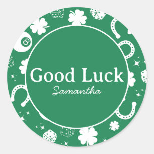Sticker Rond Bonne chance Shamrock vert