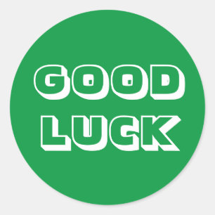 Sticker Rond Bonne chance, vert blanc