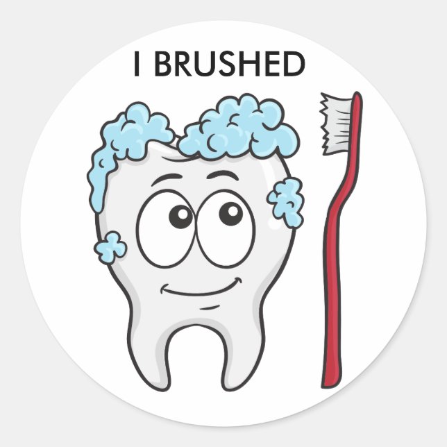 Sticker Rond Bonne dent et brosse (Devant)