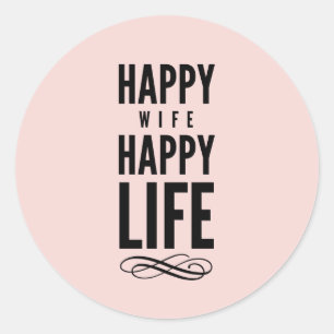 Sticker Rond Bonne Femme Drôle Citation Mariage Rose