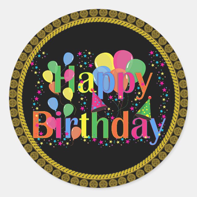 Sticker Rond Bonne fête d'anniversaire (Devant)