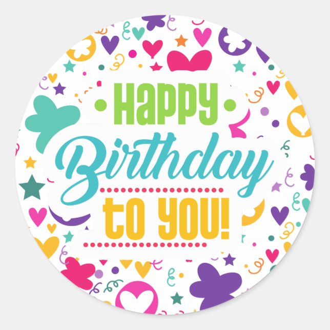 Sticker Rond Bonne fête d'anniversaire personnalisable (Devant)