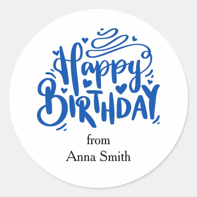 Sticker Rond Bonne fête d'anniversaire personnalisable (Devant)