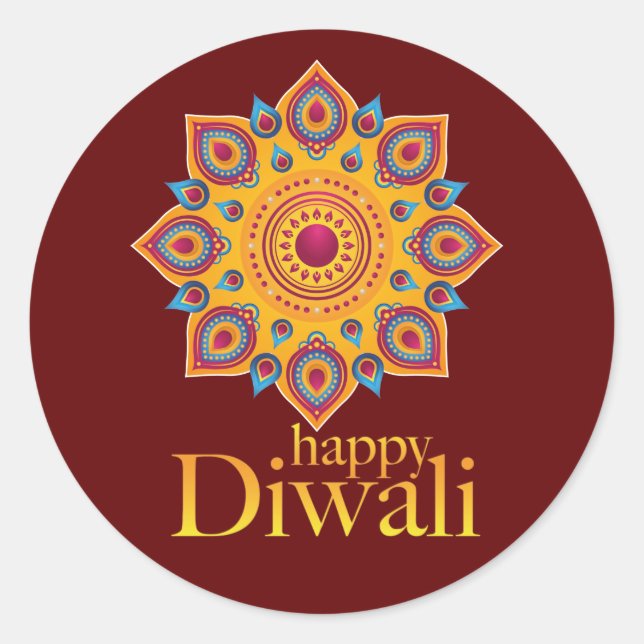 Sticker Rond Bonne fête de la lumière de Diwali (Devant)