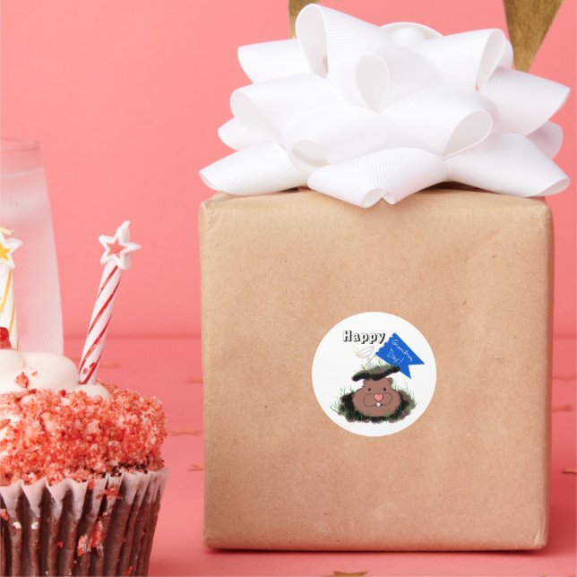 Sticker Rond Bonne Fête de la marmotte de fond (Fête)