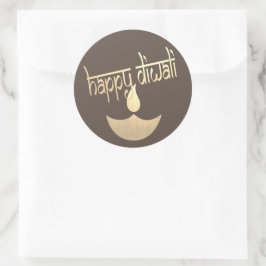 Sticker Rond Bonne Fête De Lumière De Diwali
