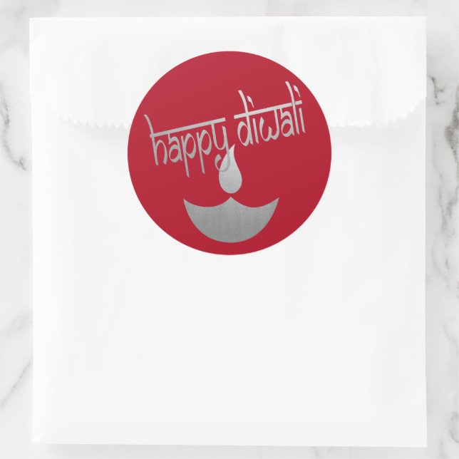 Sticker Rond Bonne Fête De Lumière De Diwali (Sac)