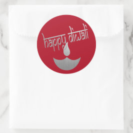Sticker Rond Bonne Fête De Lumière De Diwali