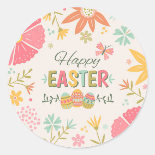 Sticker Rond Bonne fête de Pâques