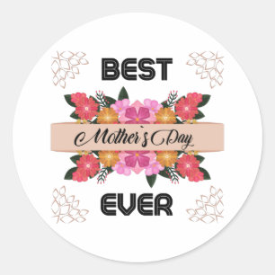 Sticker Rond Bonne Fête des mères avec amour