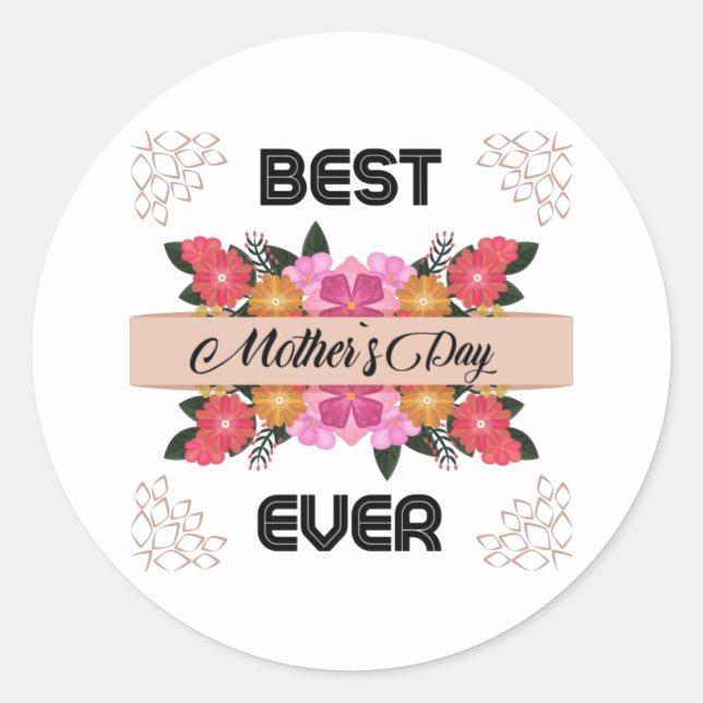 Sticker Rond Bonne Fête des mères avec amour (Devant)