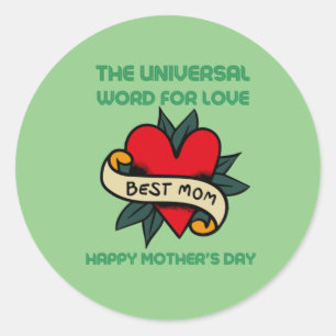 Sticker Rond Bonne Fête Des Mères Avec Amour Et Fleur