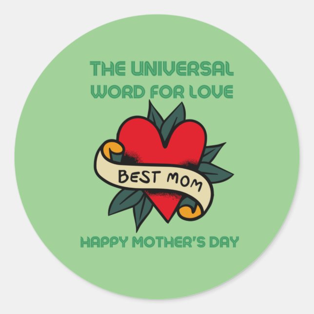Sticker Rond Bonne Fête Des Mères Avec Amour Et Fleur (Devant)