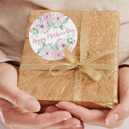 Sticker Rond Bonne fête des mères | Fleurs d'aquarelle de pivoi