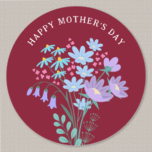 Sticker Rond Bonne Fête des Mères Jacinthes Lilacs Fleurs sauva