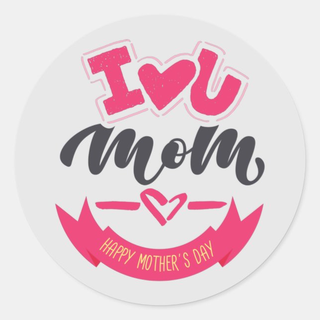 Sticker Rond Bonne Fête des mères Meilleure mère jamais (Devant)