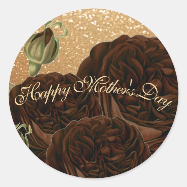 Sticker Rond Bonne fête des mères Rose au chocolat (Devant)