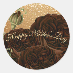 Sticker Rond Bonne fête des mères Rose au chocolat