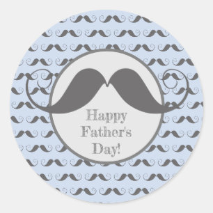 Sticker Rond Bonne Fête des pères - Amusant Motif Mustache