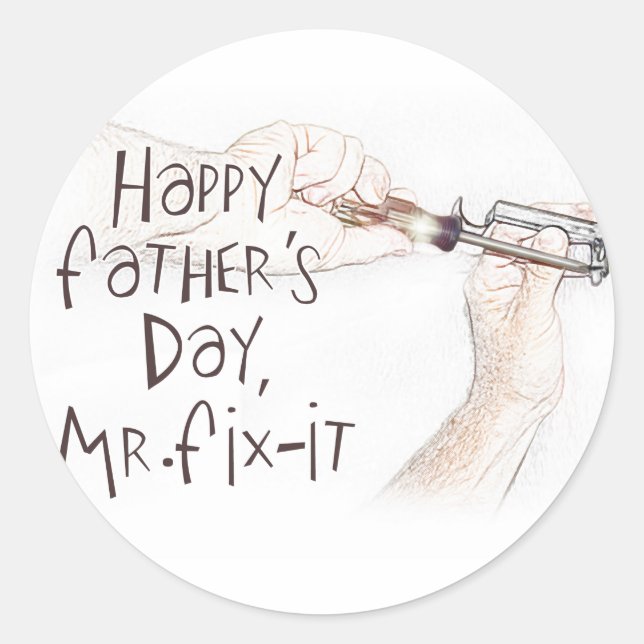 Sticker Rond Bonne Fête des pères au Handyman ! (Devant)