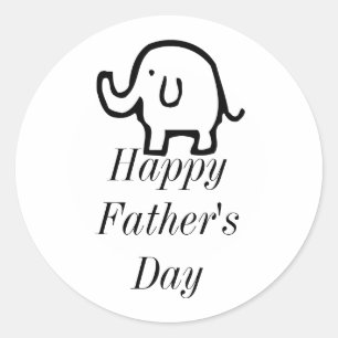 Sticker Rond Bonne Fête des pères bébé éléphant mignonne simple