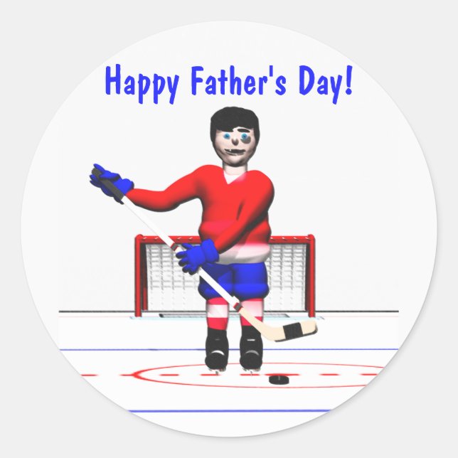 Sticker Rond Bonne Fête des pères de hockey (Devant)