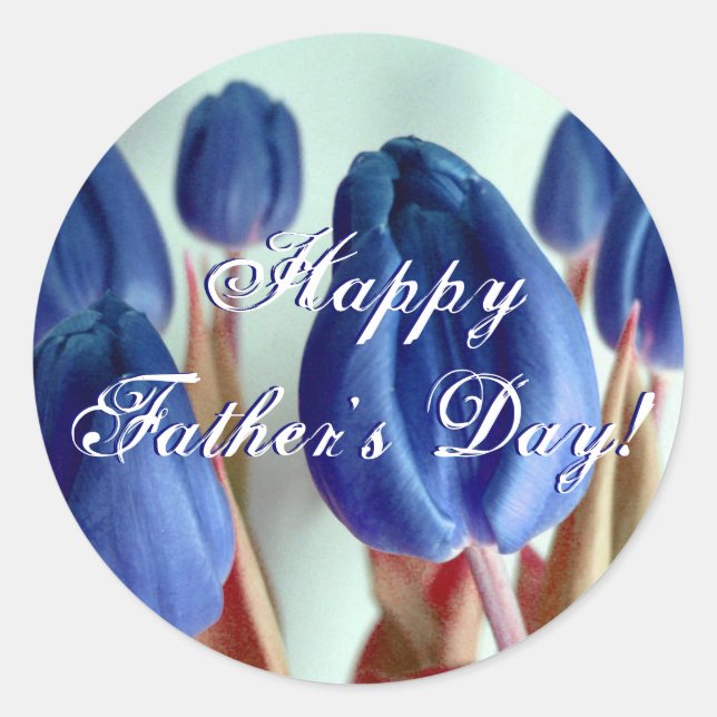 Sticker Rond Bonne Fête des pères Tulipes Bleues (Devant)