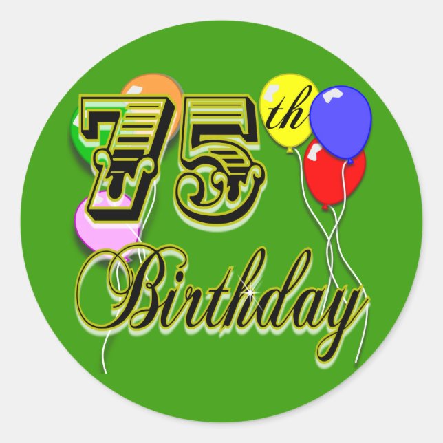 Sticker Rond Bonne fête du 75e anniversaire (Devant)
