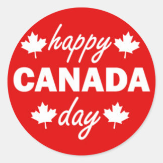 Sticker Rond Bonne fête du Canada en rouge