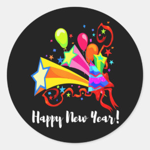 Sticker Rond Bonne fête du Nouvel An 2024 fête du Nouvel An