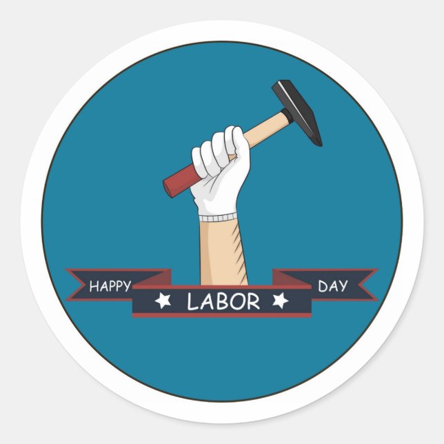 Sticker Rond Bonne fête du travail (Devant)