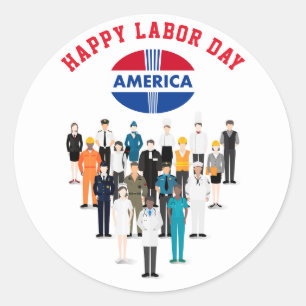 Sticker Rond Bonne fête du travail en Amérique