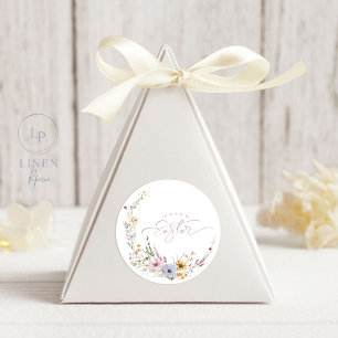 Sticker Rond Bonne Fleur de Pâques Wreath