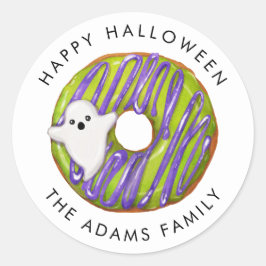 Sticker Rond Bonne Halloween Éffrayant Fantôme Donut