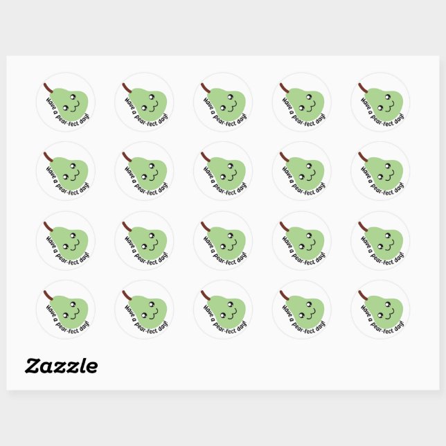 Sticker Rond Bonne journée à la poire ! (Feuille)