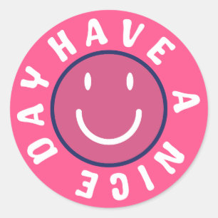 Sticker Rond Bonne journée rose