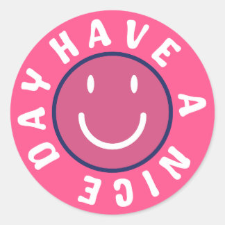 Sticker Rond Bonne journée rose