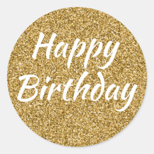 Sticker Rond Bonne Parties scintillant d'or Faux anniversaire