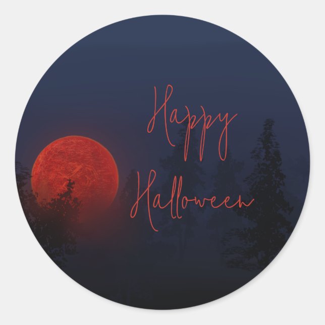 Sticker Rond Bonne Pleine lune d'Halloween (Devant)