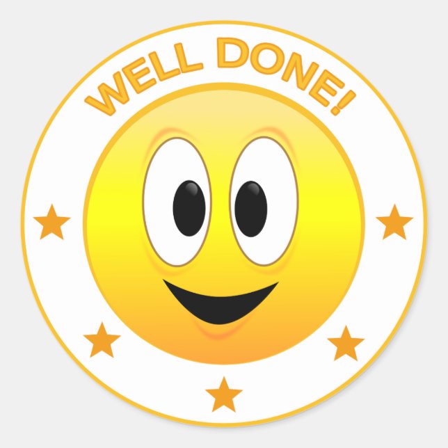 Sticker Rond Bonne Récompense Face Heureuse (Devant)