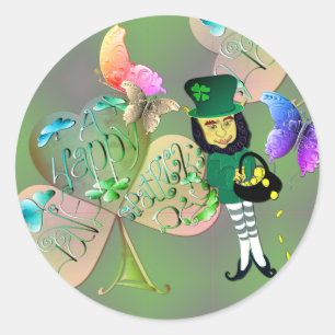Sticker Rond "Bonne Saint Patrick !" Leprechaun