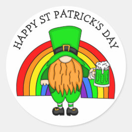 Sticker Rond Bonne Saint Patrick's Day | Gnome Leprechaun