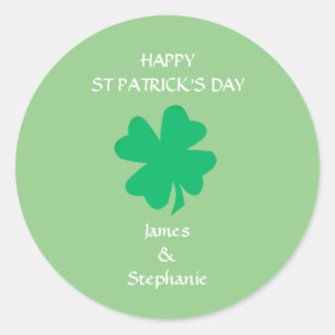 Sticker Rond Bonne Saint Patrick's Day Personnalisé Nom Shamroc