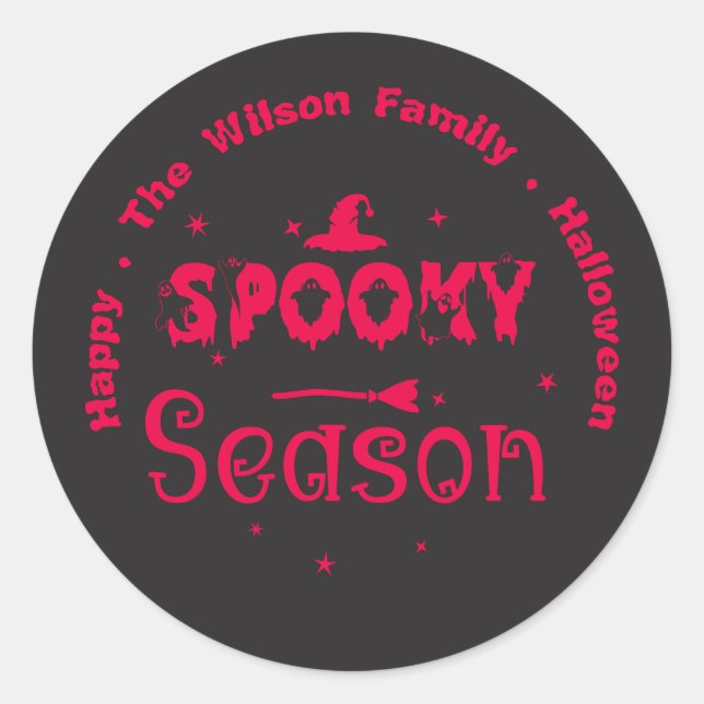 Sticker Rond Bonne saison Éffrayante d'Halloween (Devant)