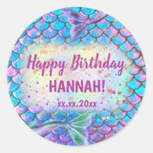 Sticker Rond Bonne sirène d'anniversaire