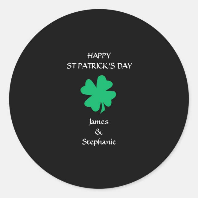 Sticker Rond Bonne St Patrick's Day 2024 Nom personnalisé Shamr (Devant)