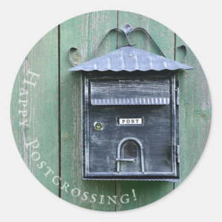 Sticker Rond Bonne traversée postale ! Boîte aux lettres.